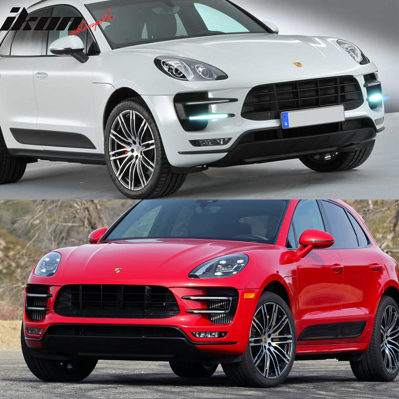 Front Bumper Cover Compatible With 2014-2018 Porsche Macan, Front Bumper Conversion Replacement w/ Grille PP by IKON MOTORSPORTS