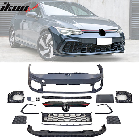 Fit 22-24 Volkswagen Golf GTI MK8 Front & Rear Bumper Cover & Side Skirts