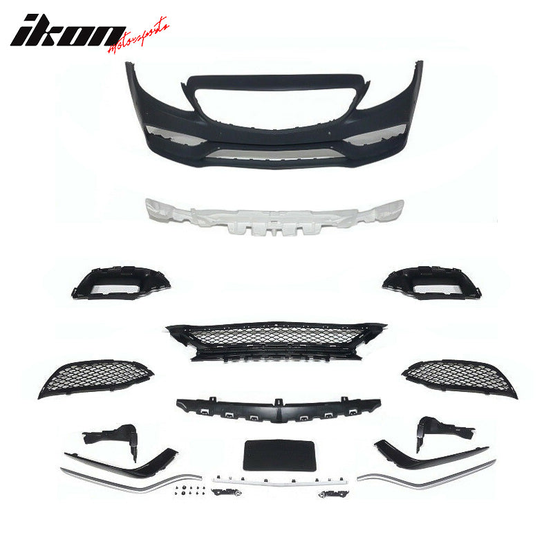 Fits 15-18 Benz W205 C-Class C63 AMG Style Front Bumper Cover Conversion Kits PP