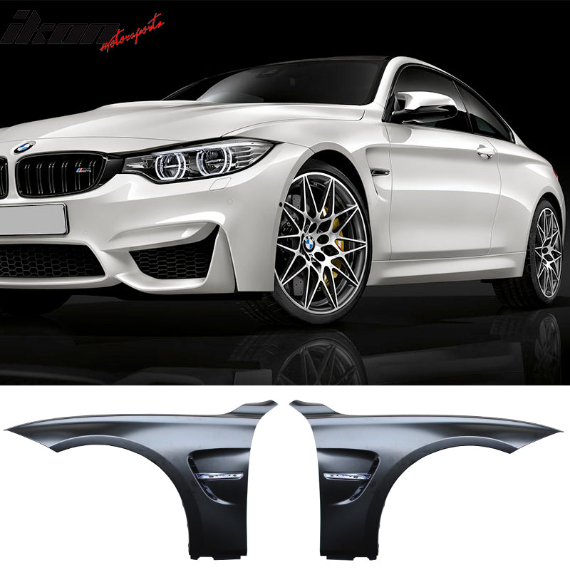 2012-2018 F30 M3 M4 Style Unpainted Metal Fender with Chrome Side Vent