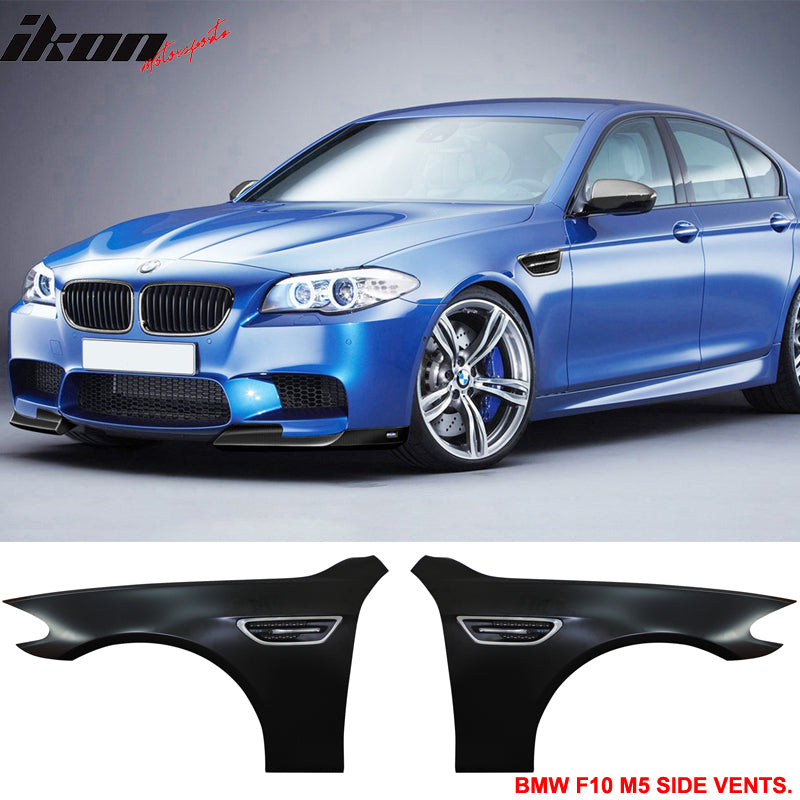 2011-2016 F10 5 Series M5 Style Metal Fenders with Side Vent LED Lamp
