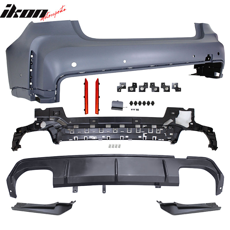Fits 19-22 BMW G20 M3 Style Front Rear Bumper for Retangular Tips + Side Skirts