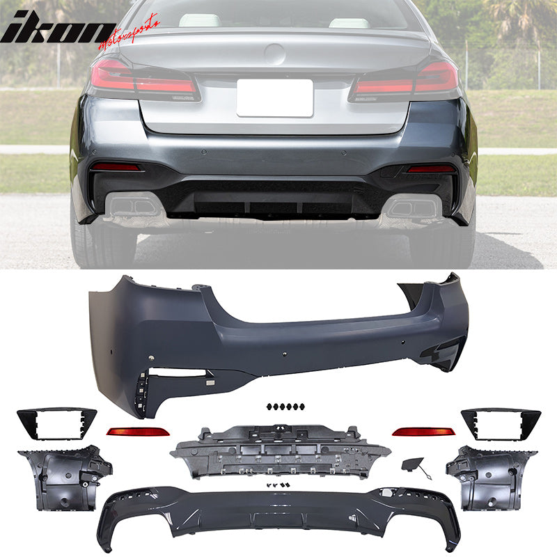 Fits 21-23 BMW G30 M Sport M550 Style Front Rear Bumper Cover 2PC Side Skirt