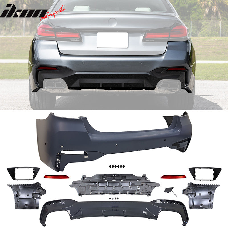 Fits 21-23 BMW G30 M Sport M550 Style Front + Rear Bumper Cover + Side Skirts