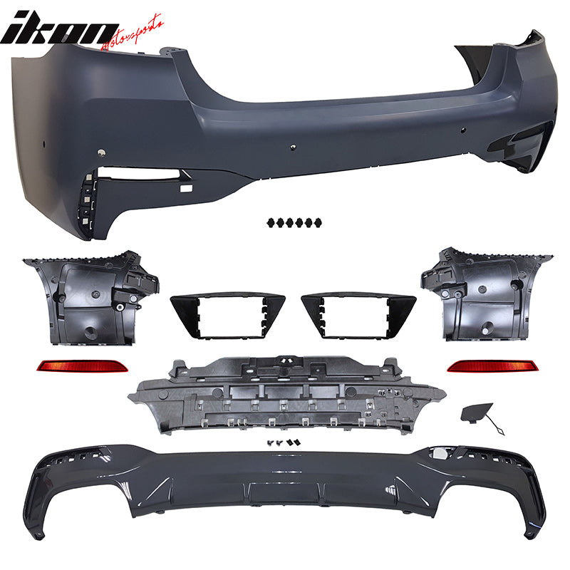 Fits 21-23 BMW G30 M Sport M550 Style Front Rear Side Bumper Kit Type 2 Diffuser