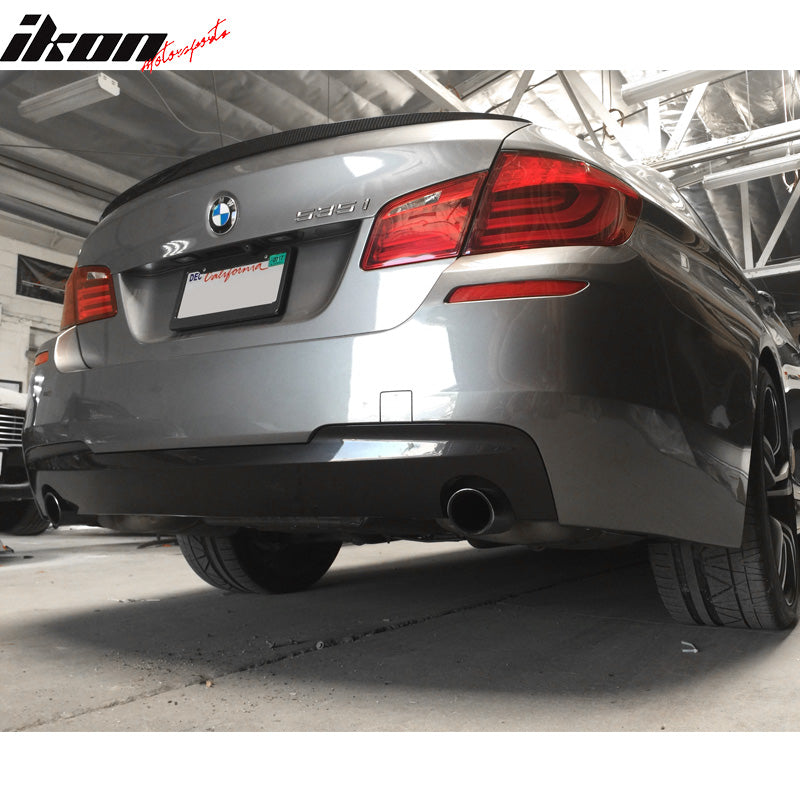 Rear Bumper Compatible With 2011-2016 BMW F10 5-Series, MTech Style Rear Bumper Conversion Kits With Twin Outlet By IKON MOTORSPORTS