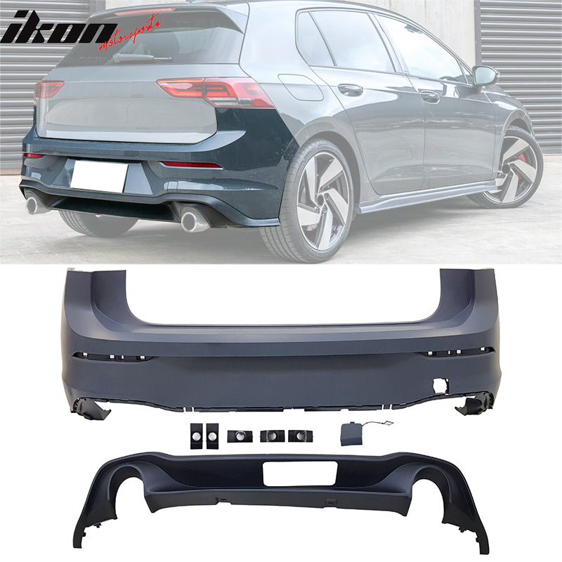 Fits 22-24 Volkswagen Golf 8 MK8 GTI Style Front &Rear Bumper Cover +Side Skirts