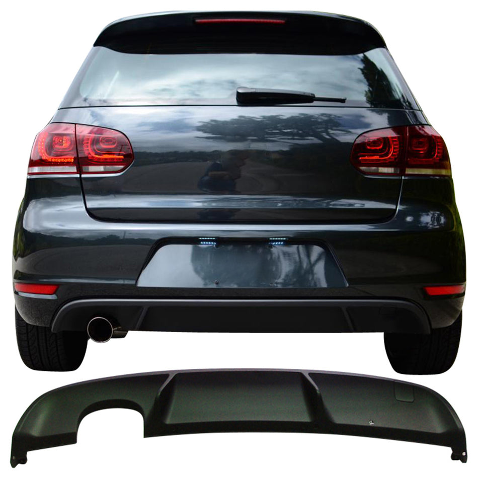 2010-2014 VW Golf MK6 Rear Bumper Diffuser Single Muffler Outlet