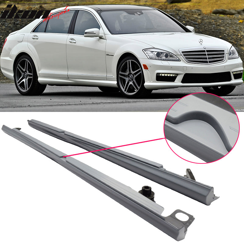 2007-2013 Benz W221 S CLASS AMG Style Unpainted Black Side Skirts PP