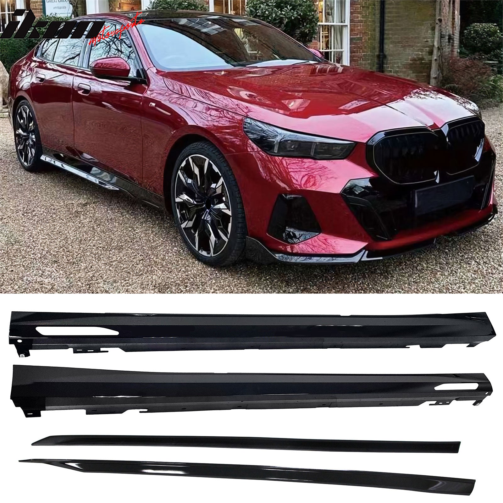 Fits 24-26 BMW G60 5-Series Sedan Front Bumper Lip + Rear Diffuser + Side Skirts