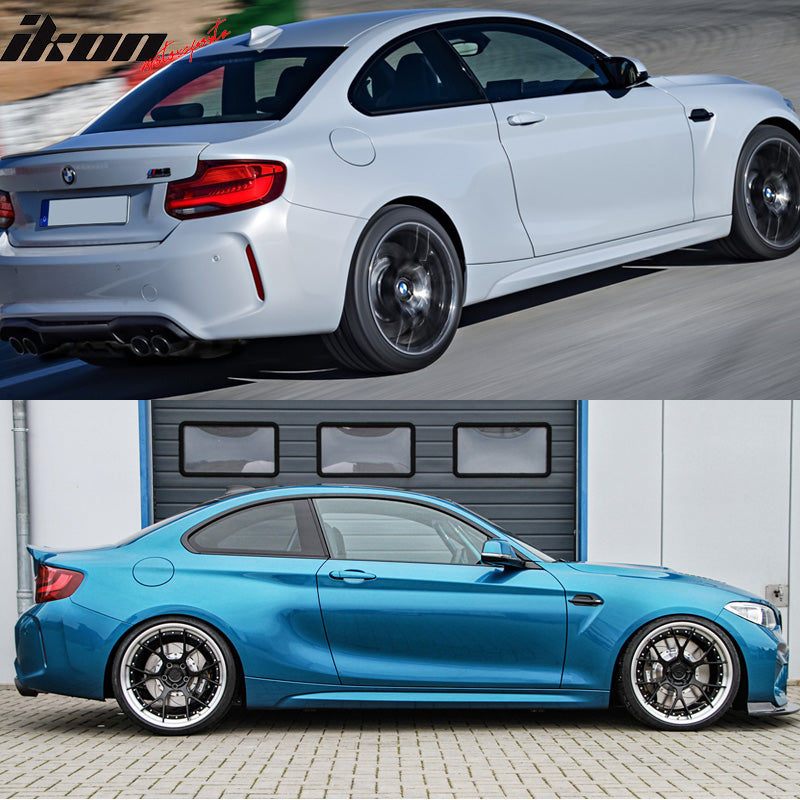 IKON MOTORSPORTS, Side Skirts Compatible With 2011-2021 BMW F22 F23 2 Series, M2 Style PP Side Skirts Rocket Panel In Pair