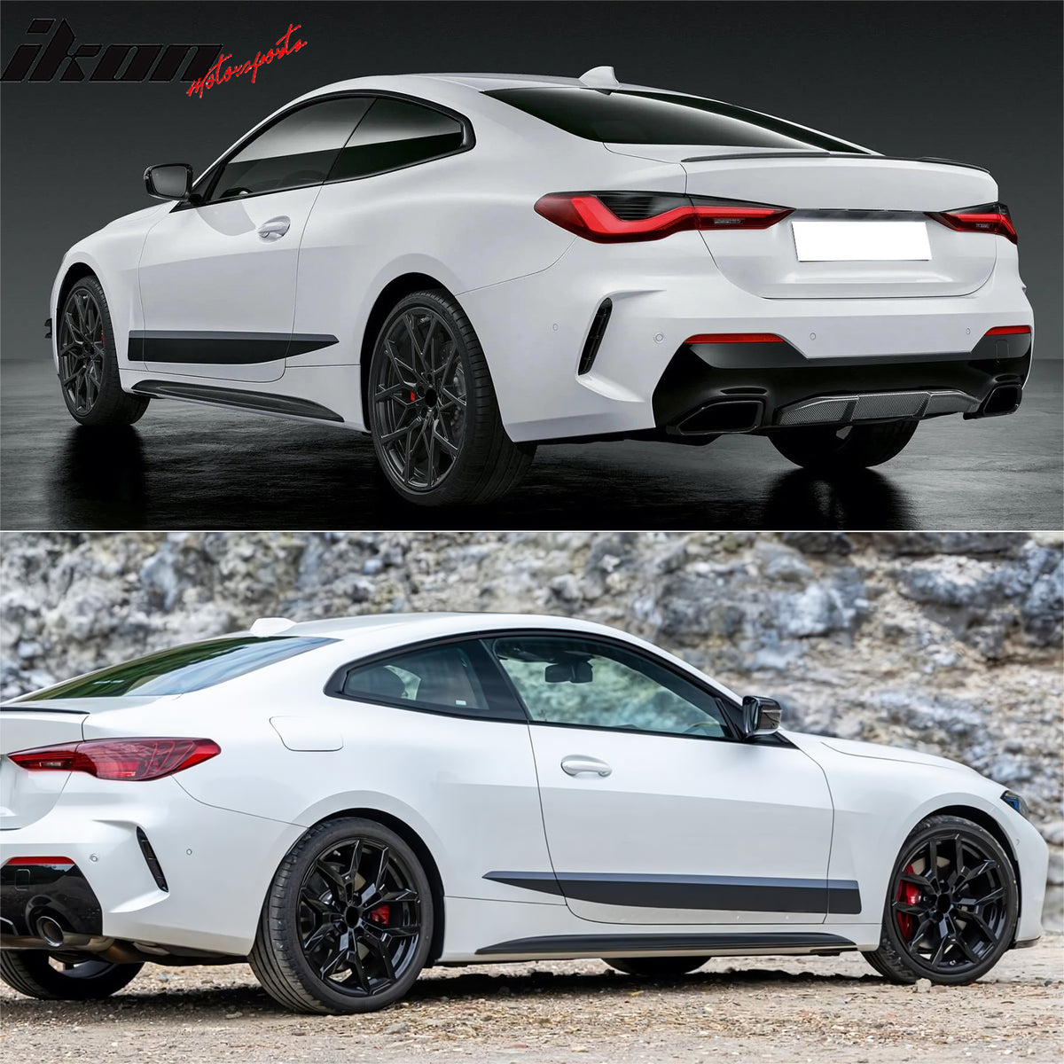 Fits 21-27 BMW 4-Series G22 G23 2Dr Front + Rear Bumper Cover + 4PCS Side Skirts