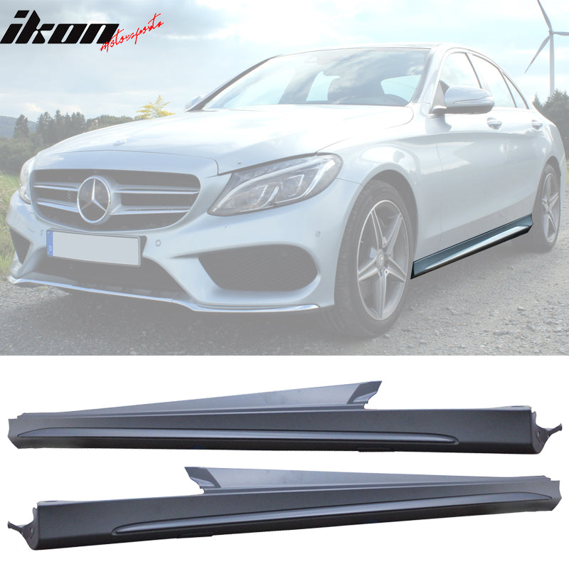 IKON MOTORSPORTS Side Skirts Compatible With 2015-2019 Benz C- Class W205, AMG Style PP Side Skirts Rocket Panel In Pair