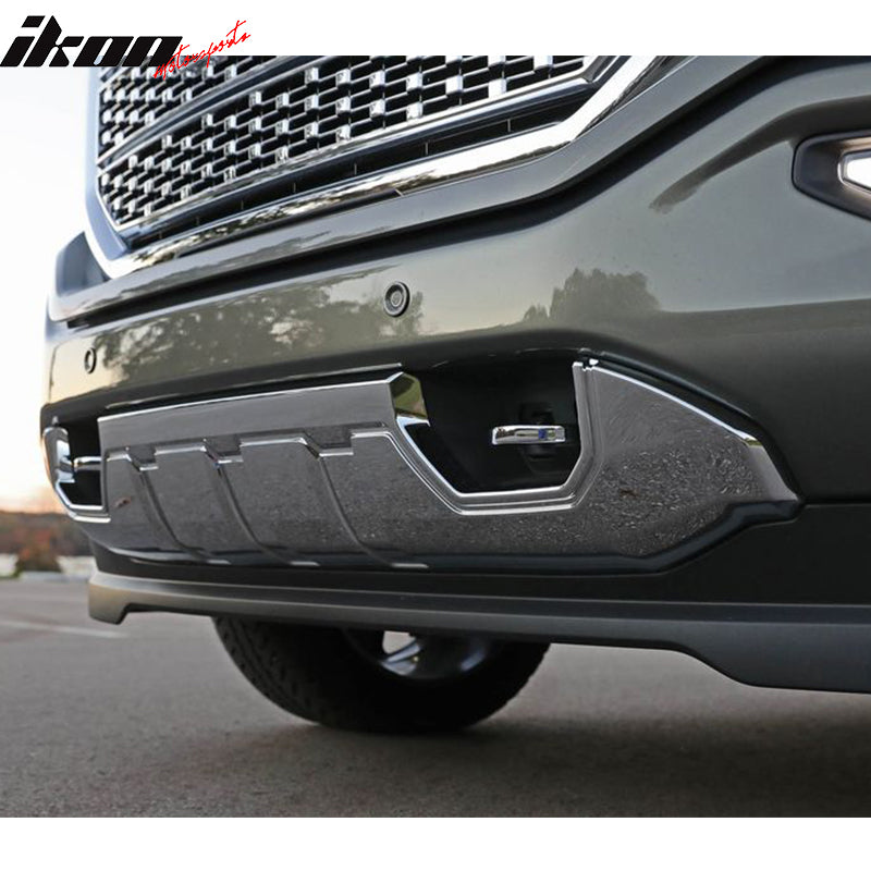 Fits 16-18 GMC Sierra 1500 Chrome Front Bumper Impact Bar Skid Plate Panel Cover