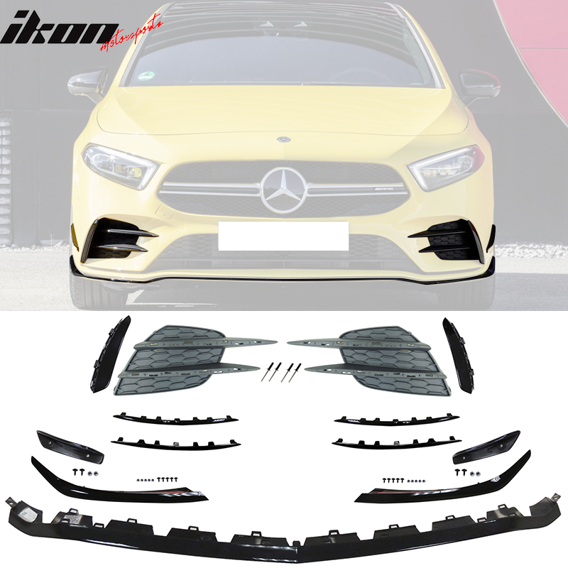2020-2022 Benz W177 A35 AMG Front Bumper Lip with Gloss Moulding PP