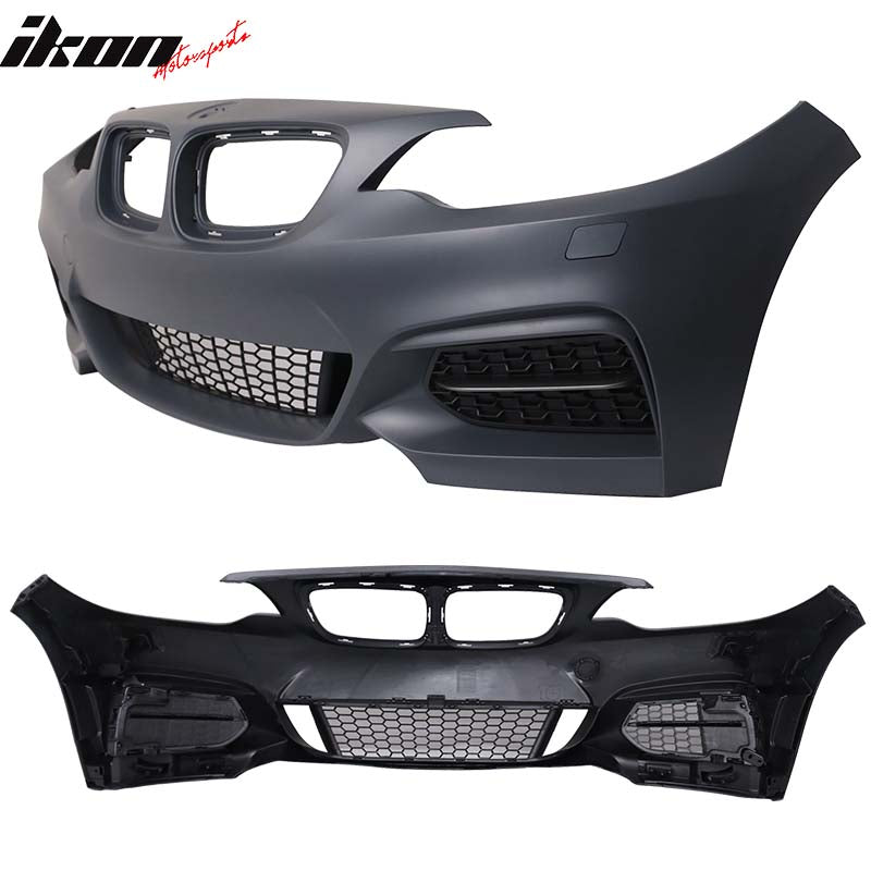 IKON MOTORSPORTS, Front Bumper Compatible With 2014-2021 F22 F23, MSport Style All Color Painted Front Bumper Conversion - PP