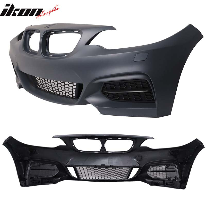 IKON MOTORSPORTS, Front Bumper Cover Compatible With 2014-2021 BMW F22 F23, M Sport Style Front Bumper Guard Conversion Body Kit PP