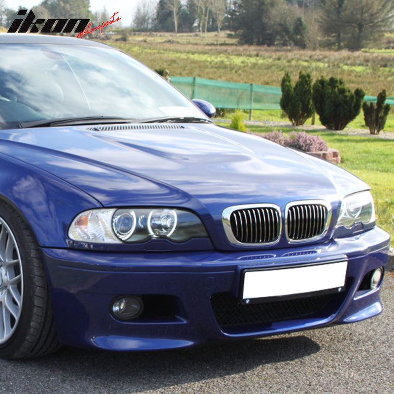 Front Bumper Conversion Compatible With 1999 2005 BMW E46 3 Series 4 Door Sedans M3 Style PP Black Bumper Cover Conversion Bodykit by IKON MOTORSPORTS 2000 2001 2002 2003 2004 Ikon Motorsports
