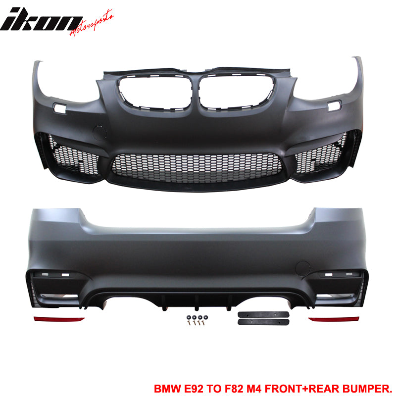 Compatible With 2011-2013 E92 E93 2Dr Coupe LCI M4 Conversion Front + Rear Bumper Polypropylene (PP)