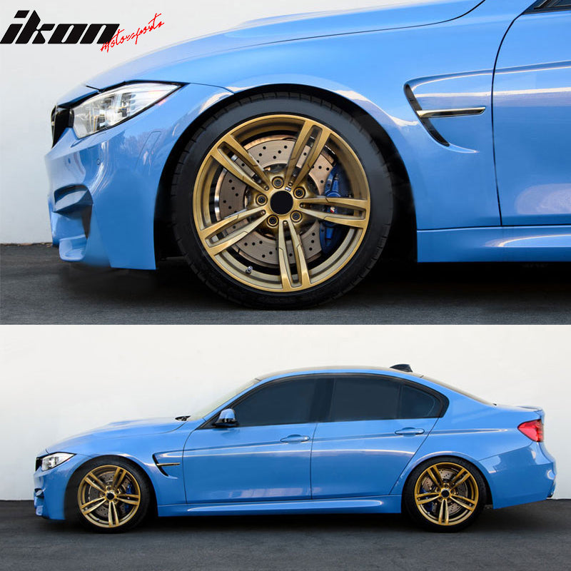 Side Fenders Compatible With 2012-2018 F30, M3 M4 Style Metal Fenders Chrome Side Vent by IKON MOTORSPORTS, 2013 2014 2015 2016 2017
