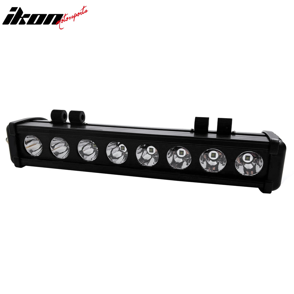 IKON MOTORSPORTS LED Light Bar, Compatible with Universal, Aluminum Black 15" 80W 8 LED Light Bar Single Row Spot Flood Combo Truck SUV Offroad Driving (25 Degree Flood; B3 Bottom Mount Rivets)
