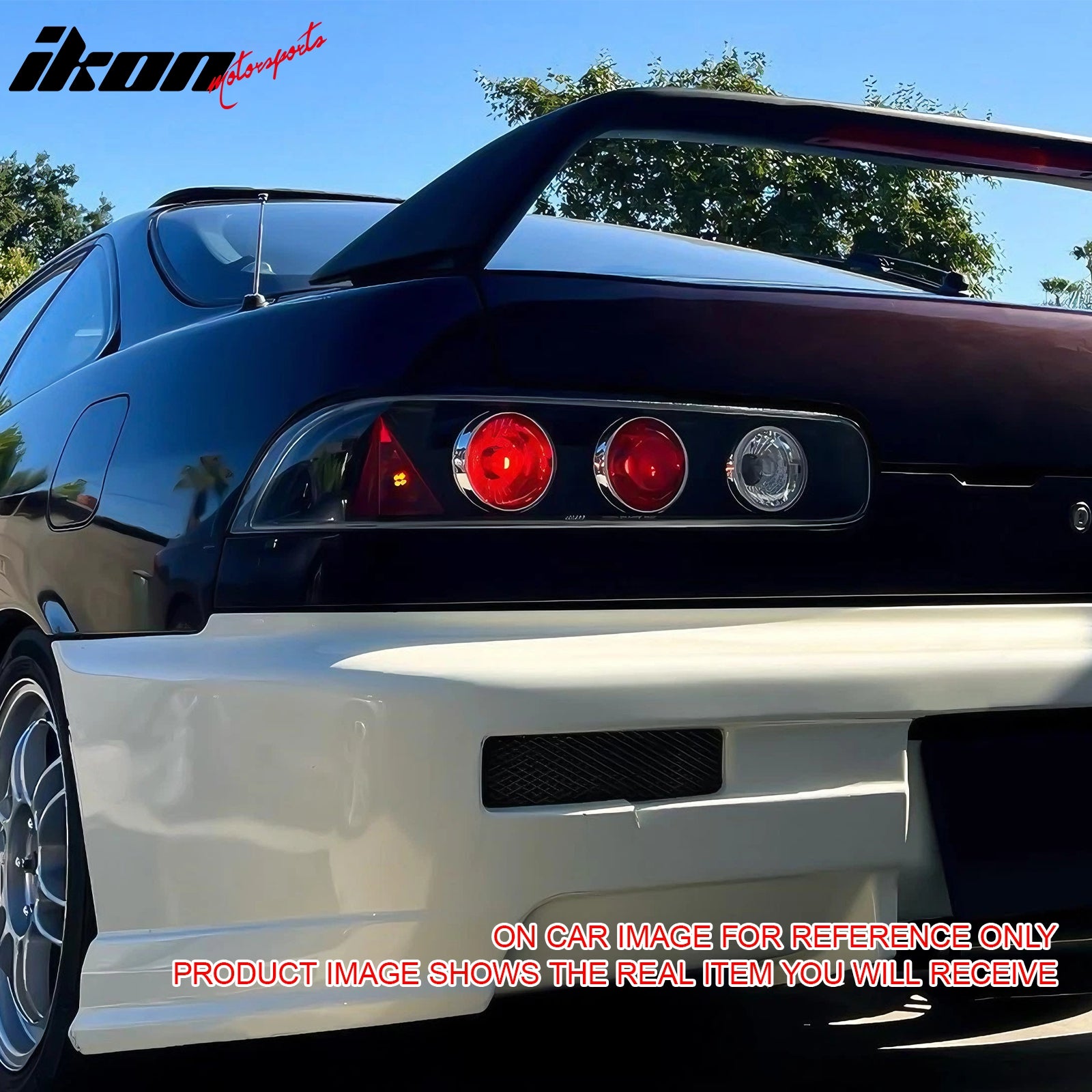 IKON MOTORSPORTS Tail Lights, Compatible with 1994-2001 Acura Integra Hatchback 2-Door, Chrome Housing Clear Lens Driver Passenger Side Rear Tail Lights Lamps Assembly Replacement, 2PCS