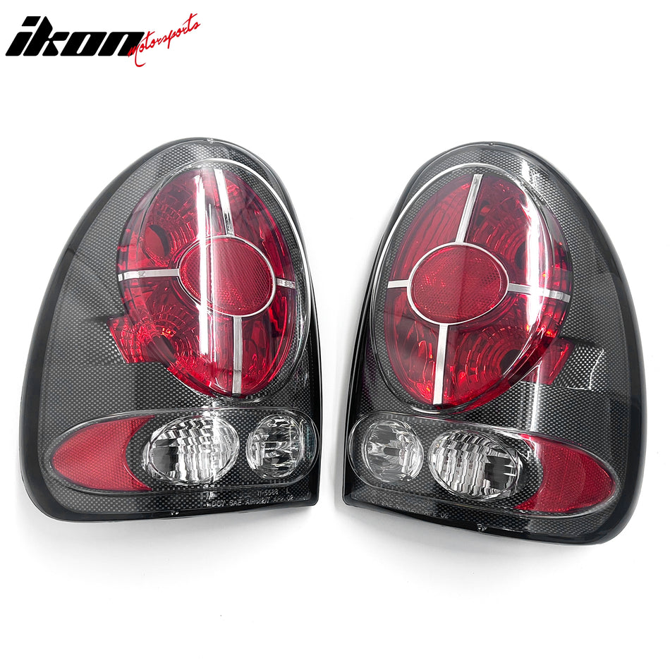 1998-2003 Dodge Durango Black Housing w/ Carbon Texture Tail Lights Clear Lens