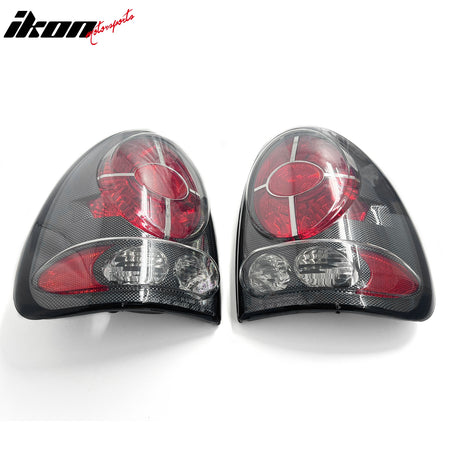 Fits 98-03 Dodge Durango Black Housing w/ Carbon Texture Tail Lights Clear Lens