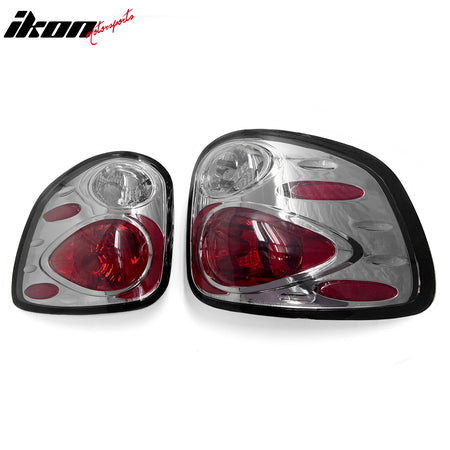Fits 97-03 Ford F-150 Flareside Rear Tail Lights Black Housing Clear Lens Pair