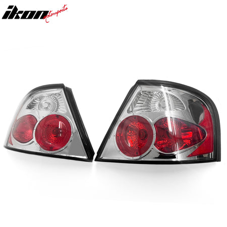 IKON MOTORSPORTS, Tail Lights Compatible with 1998-2001 Nissan Altima, Chrome Housing Clear Lens Rear Parking Tail Lights Reverse Brake Lamps Replacement Pair 2PCS