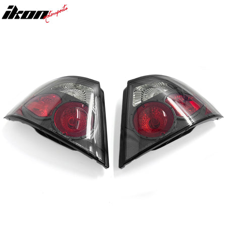 IKON MOTORSPORTS, Tail Lights Compatible with 1998-2001 Nissan Altima, Black Housing w/ Carbon Texture Clear Lens Rear Parking Tail Lights Reverse Brake Lamps Replacement Pair 2PCS