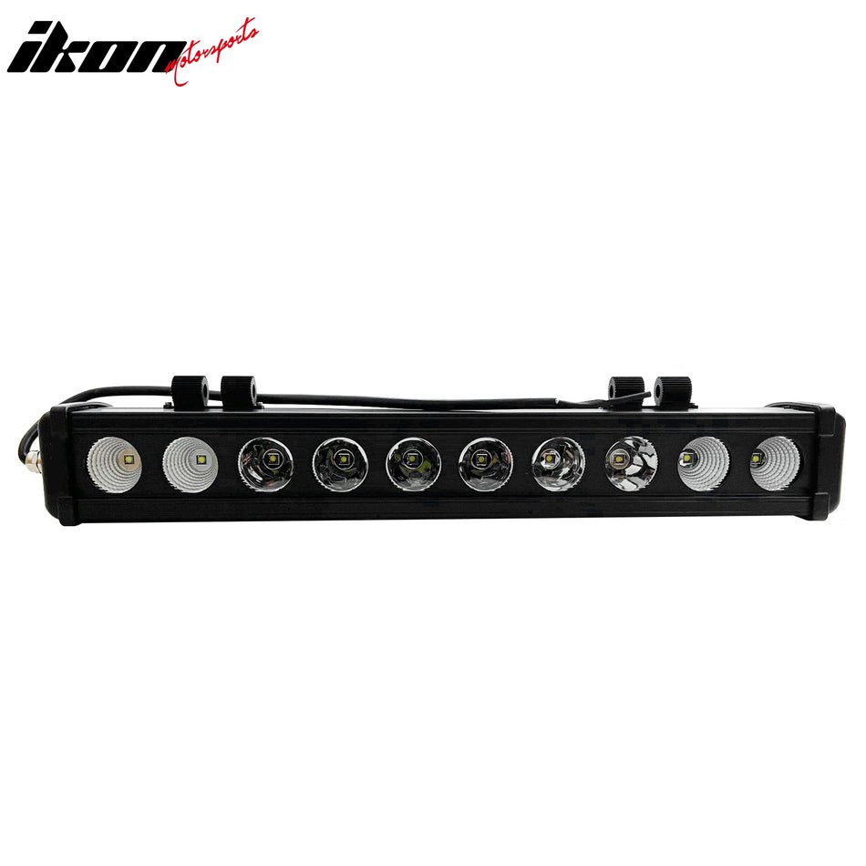 19" 100W 10 LED Light Bar Single Row Spot Flood Combo Offroad Driving