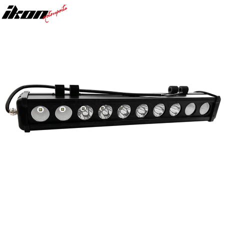 IKON MOTORSPORTS LED Light Bar, Compatible with Universal, Aluminum Black 19" 100W 10 LED Light Bar Single Row Spot Flood Combo Truck SUV Offroad Driving (25 Flood Center + 60 Flood Outer; 10 LED)
