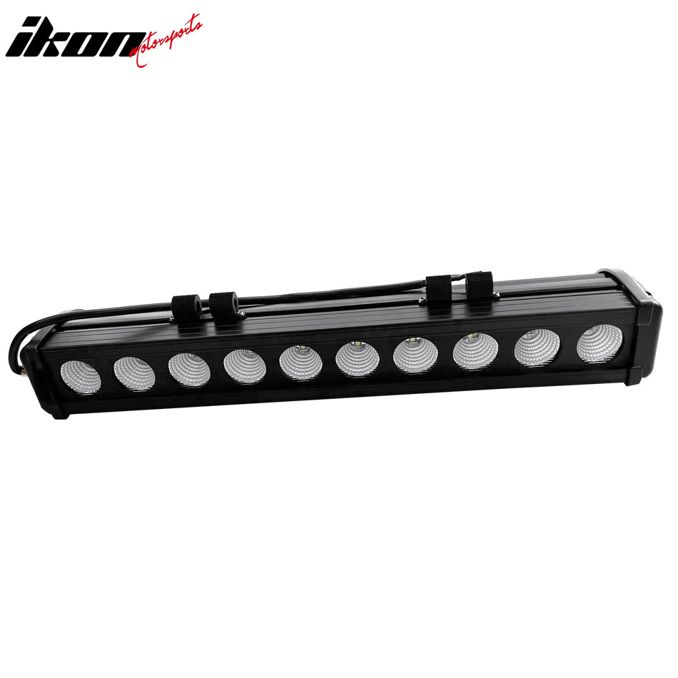 IKON MOTORSPORTS LED Light Bar, Compatible with Universal, Aluminum Black 19" 100W 10 LED Light Bar Single Row Off Road Driving Truck ATV SUV Jeep (60 Degree Flood; 10 LED; B3 Bottom Mount Rivets)