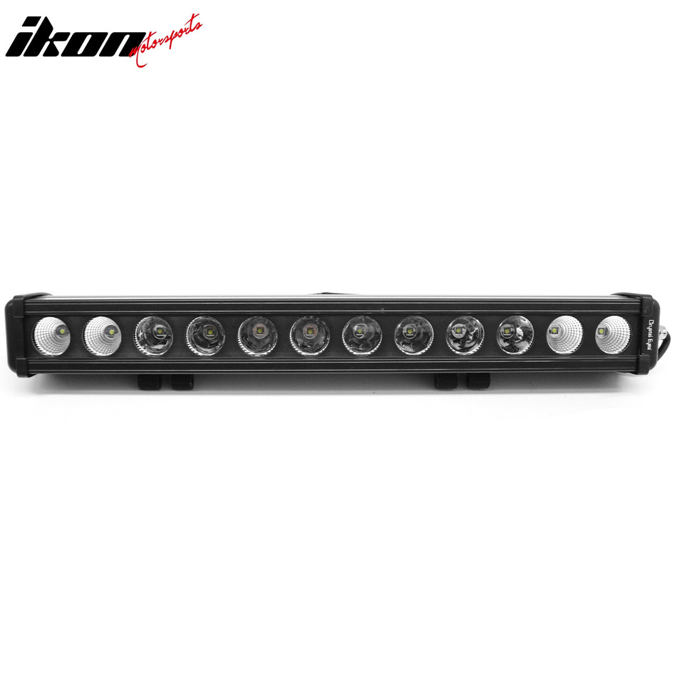 IKON MOTORSPORTS LED Light Bar, Compatible with Universal, Black 22" 120W 12 LED 1 Row 25 Center + 60 Flood Outer LED Work Light Bar Spot Flood Combo Truck SUV ATV Off Road