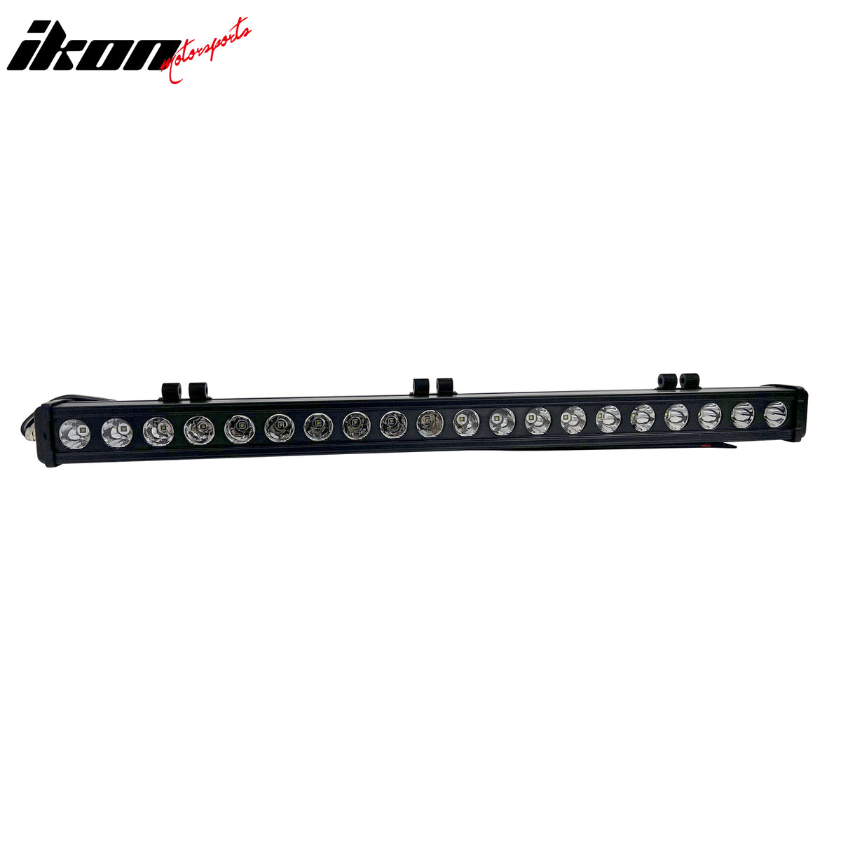IKON MOTORSPORTS LED Light Bar, Compatible with Universal, Aluminum Black 37" 200W 20 LED Light Bar Truck SUV ATV Jeep Offroad Driving (25 Degree Flood, 1 Row, B3 Bottom Mount Smooth)