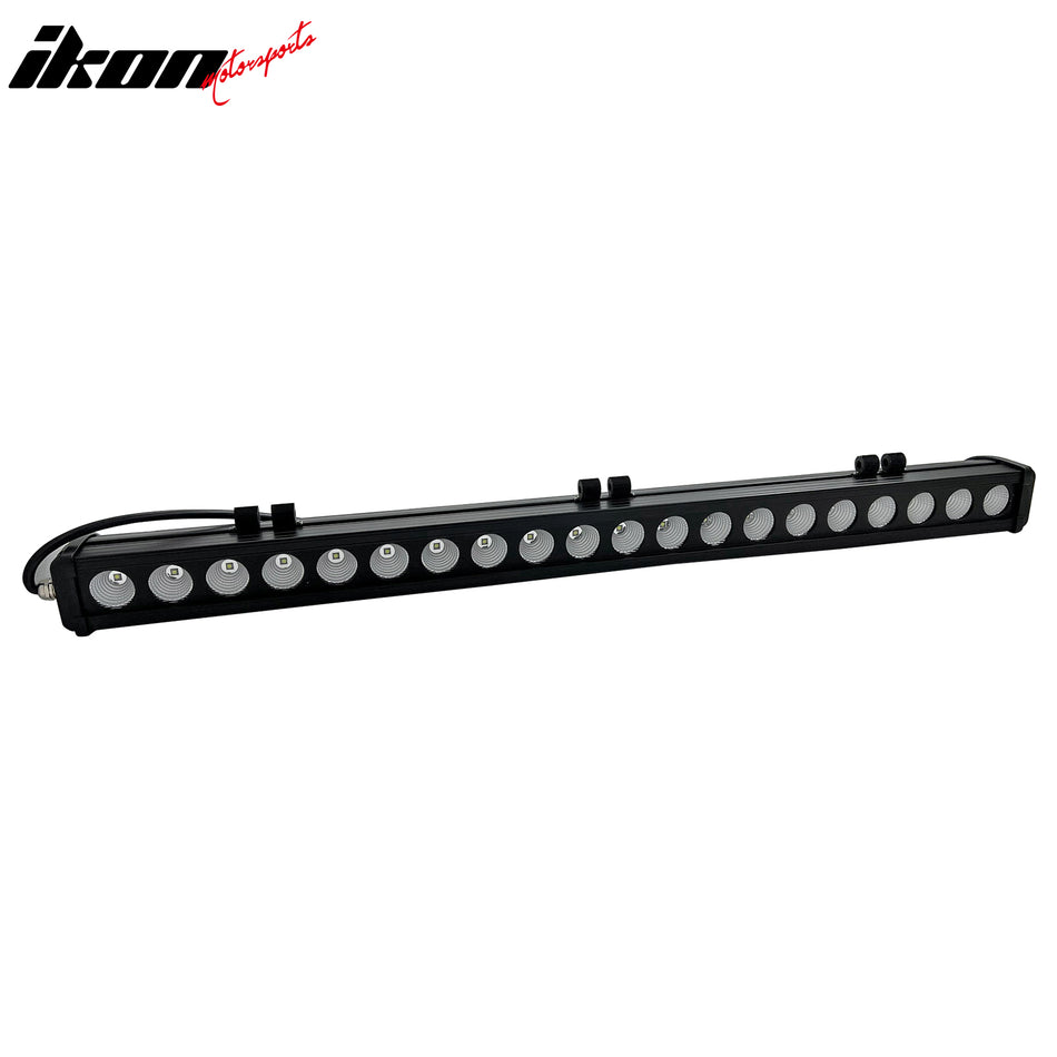 IKON MOTORSPORTS LED Light Bar, Compatible with Universal, Aluminum Black 37" 200W 20 LED Light Bar Truck SUV ATV Jeep Offroad Driving (60 Degree Flood, 1 Row, B3 Bottom Mount Smooth)