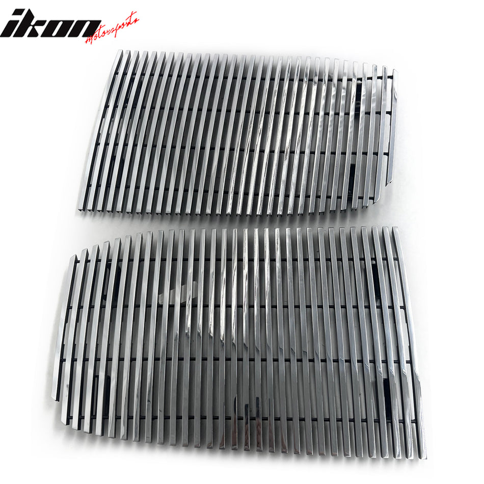 IKON MOTORSPORTS Front Upper Grille Insert, Compatible with 2006-2007 Dodge Ram 1500, Billet Vertical Style Chrome Replacement Front Bumper Hood Billet Grill Grille Assembly, 2PCS