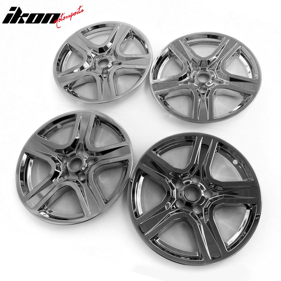IKON MOTORSPORTS 18 inch Wheel Cover Hubcaps, Compatible with 2016-2024 Chevrolet Camaro, Chrome ABS Plastic Car Hub Caps Replacement Wheel Skin Rim Covers, 4 Pack