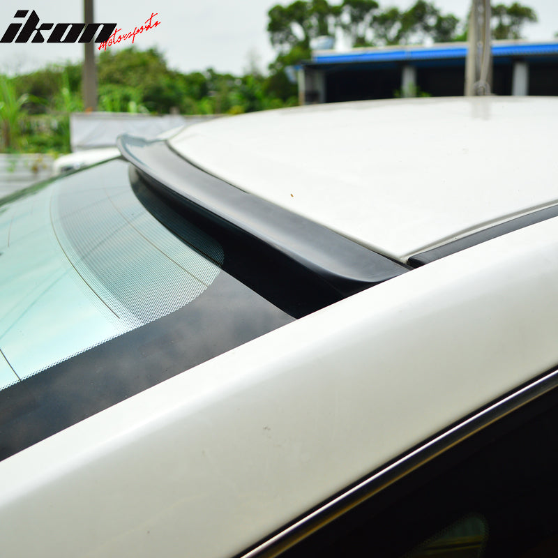 Roof Spoiler Compatible With 2001-2005 Honda Civic, 2Dr 4Dr 7Th Unpainted Black Rear Spoiler PUF Other Color Available, by IKON MOTORSPORTS, 2002 2003 2004