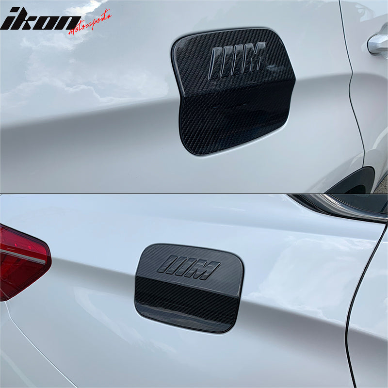 IKON MOTORSPORTS Side Oil Cap Cover Trim, Compatible with 2016-2019 BMW X6 F16 X6M F86, Carbon Fiber CF Side Oil Fuel Tank Cap Cover Trim