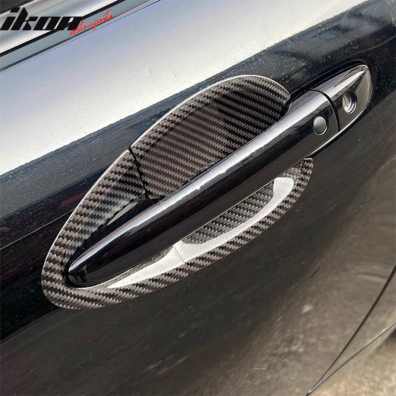 IKON MOTORSPORTS Exterior Outside Door Bowl Cover Trim, Compatible with 2016-2024 Mazda MX5 MX-5 Miata, Carbon Fiber CF Door Handle Cup Bowl Cover Scratches Protector Decorative Sticker 4PCS