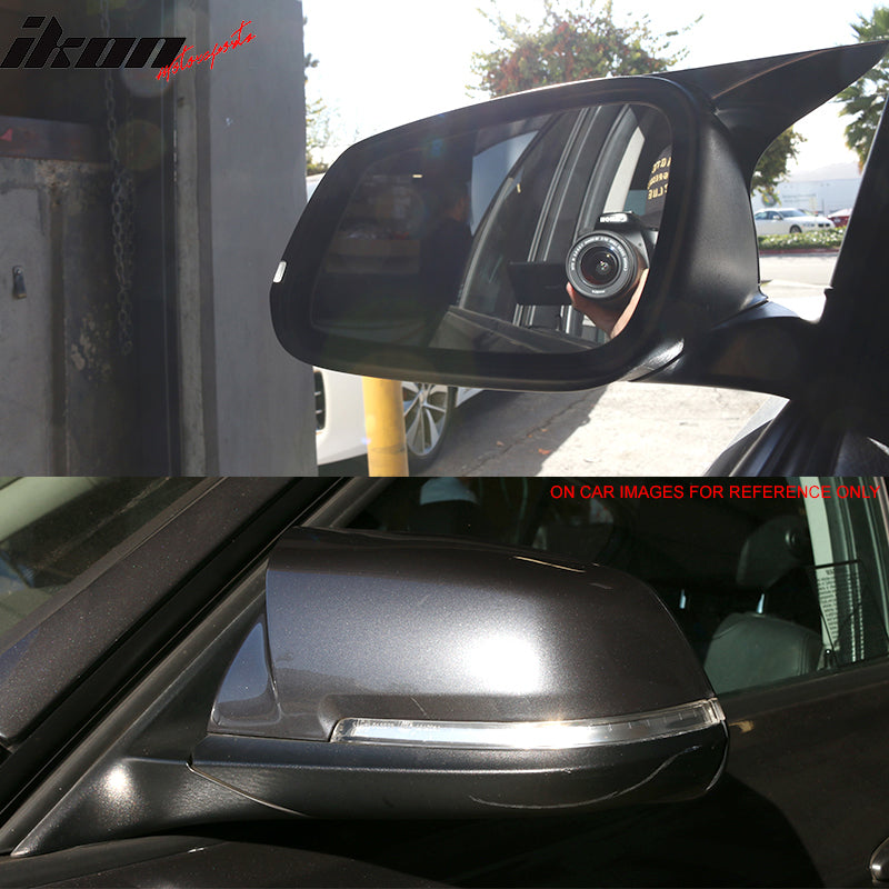 IKON MOTORSPORTS, Pre-Painted Mirror Cover Compatible With BMW 2009-2021 E84 F20 F21 F22 F23 F30 F31 F32 F33 F34 F36 F87 I01, Glossy Black Side Rear View Mirror Cover Trim