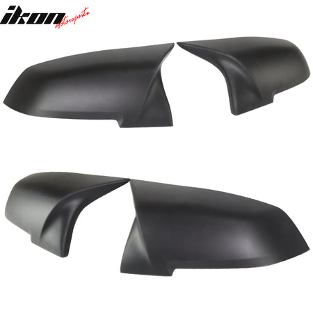 Mirror Cover Compatible With 2012-2018 BMW F30 3 Series 4 Dr Sedan, Primer Matte Black Side Rear View Mirror Cover Trim by IKON MOTORSPORTS