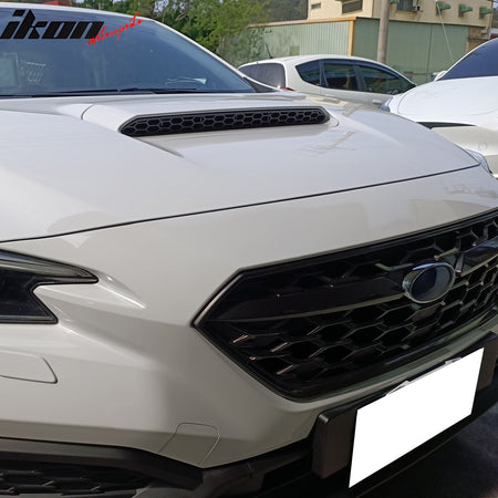 IKON MOTORSPORTS, Hood Scoop Grille Insert Compatible with 2022-2025 Subaru WRX VB 5th Sedan 4-Door, DTO Style Matte Black Polypropylene PP Front Hood Vent Mesh Grille Cover Exterior Replacement Parts