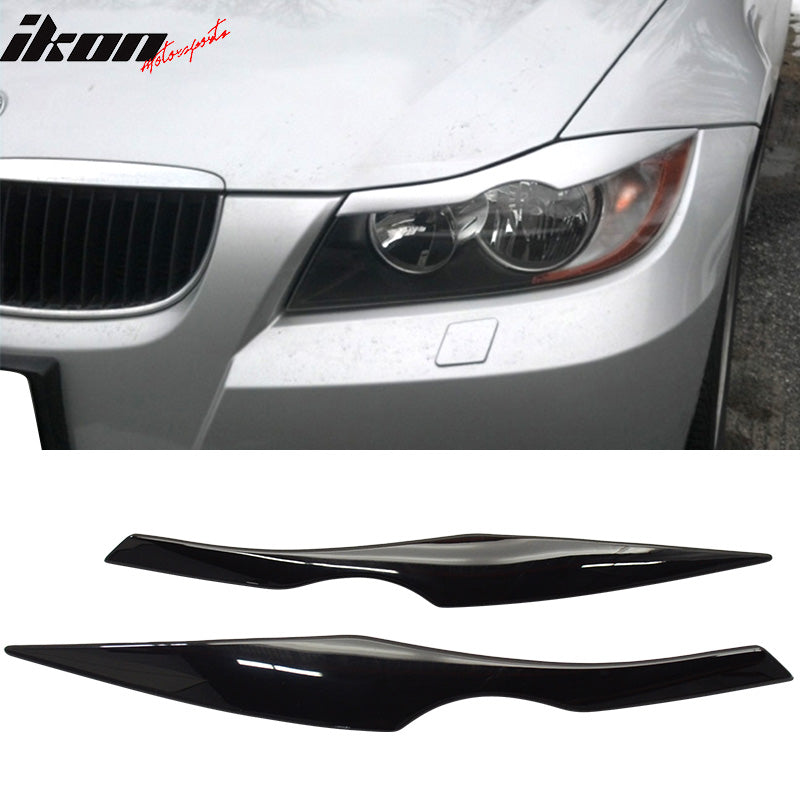 2006-2011 BMW E90 3-Series Sedan Painted #668 Black Headlight Eyelid