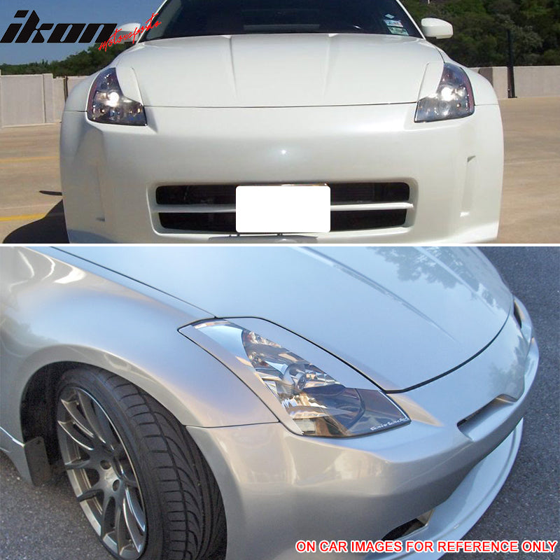 Compatible With 2003-2008 Nissan 350Z 2Dr Unpainted Headlight Eyelids Eyebrows Cover - ABS