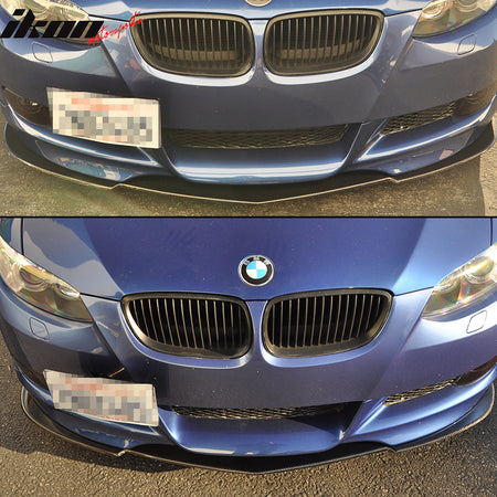 Front Lip Compatible With 2007-2013 BMW E90 E92 E93 3 Series, K3 Style Carbon Fiber (CF) Air Chin Diffuser Bodykit by IKON MOTORSPORTS, 2008 2009 2010 2011 2012