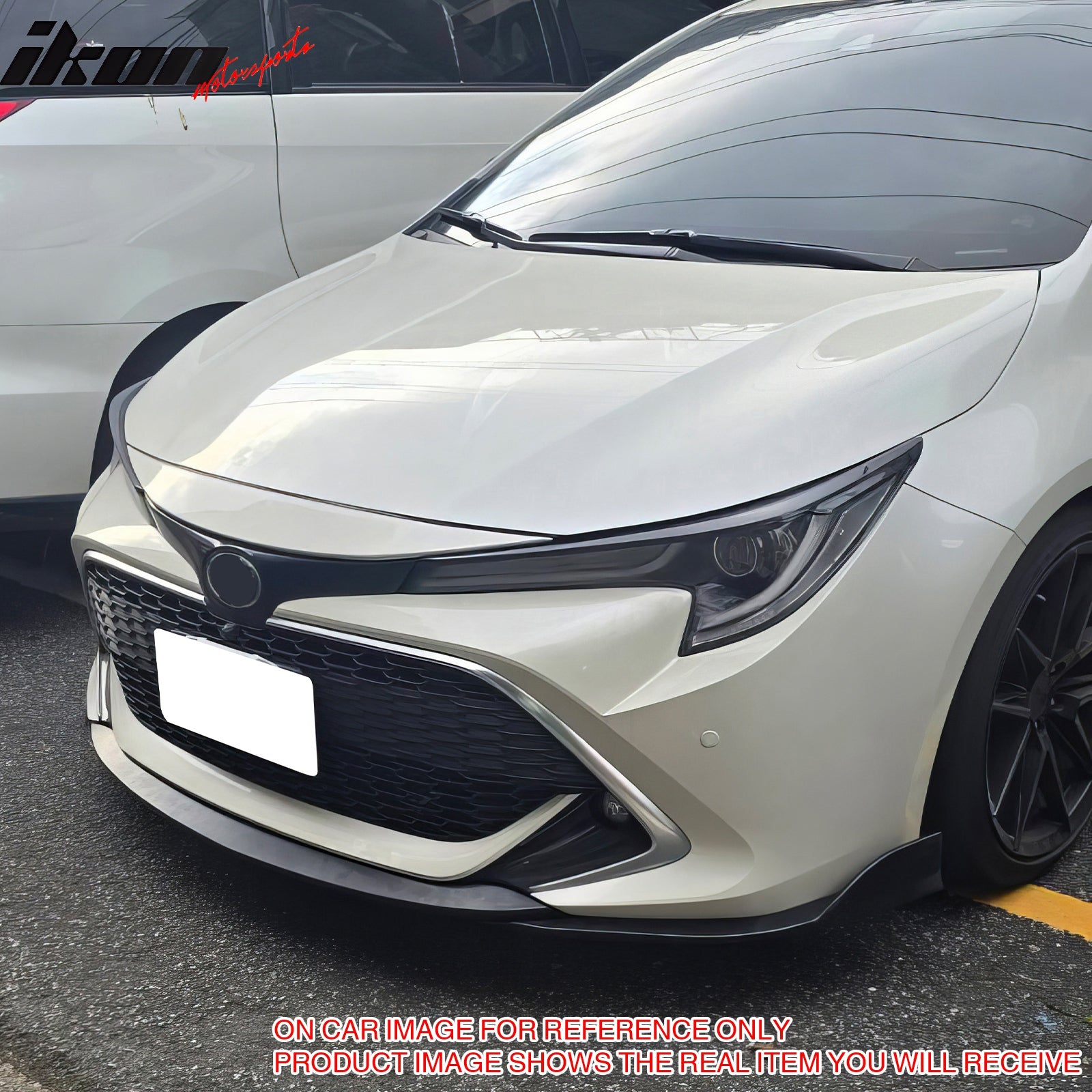 IKON MOTORSPORTS Front Bumper Lip, Compatible with 2019-2021 Toyota Corolla E210 Hatchback 5Dr, Unpainted Black ABS Plastic Air Dam Chin Spoiler Protector Splitter