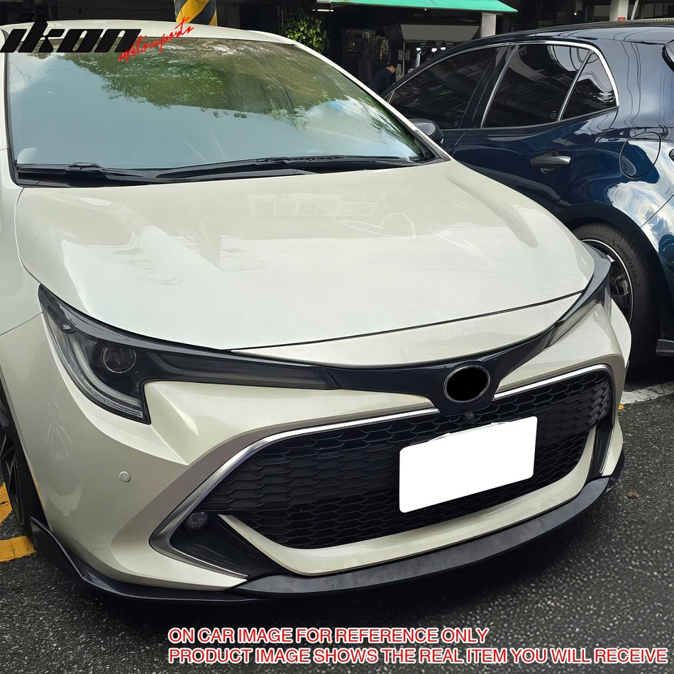 IKON MOTORSPORTS Front Bumper Lip, Compatible with 2019-2021 Toyota Corolla E210 Hatchback 5Dr, Matte Black ABS Plastic Air Dam Chin Spoiler Protector Splitter